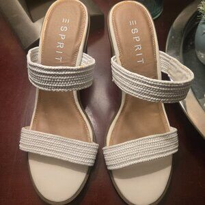 Esprit White Woven Slide Sandals – Size 8.5M – Never Worn
